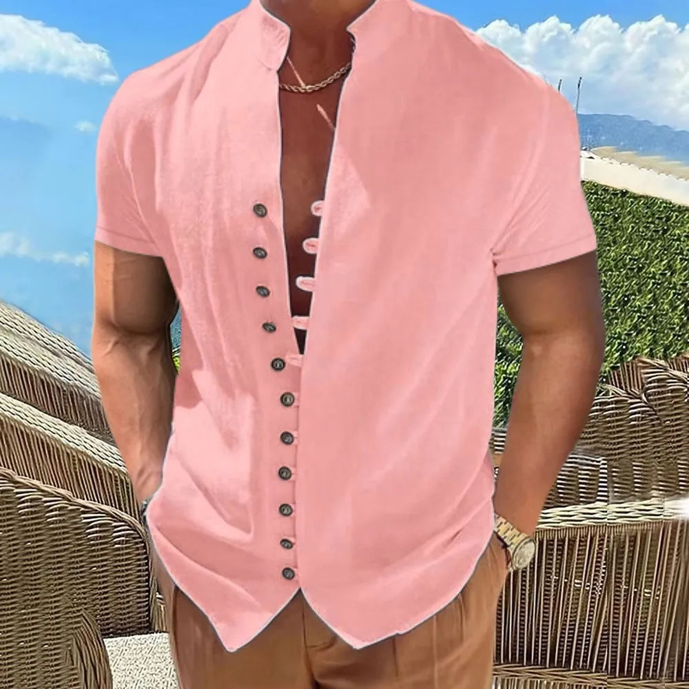 Men's Short-sleeved shirt High quality pure cotton