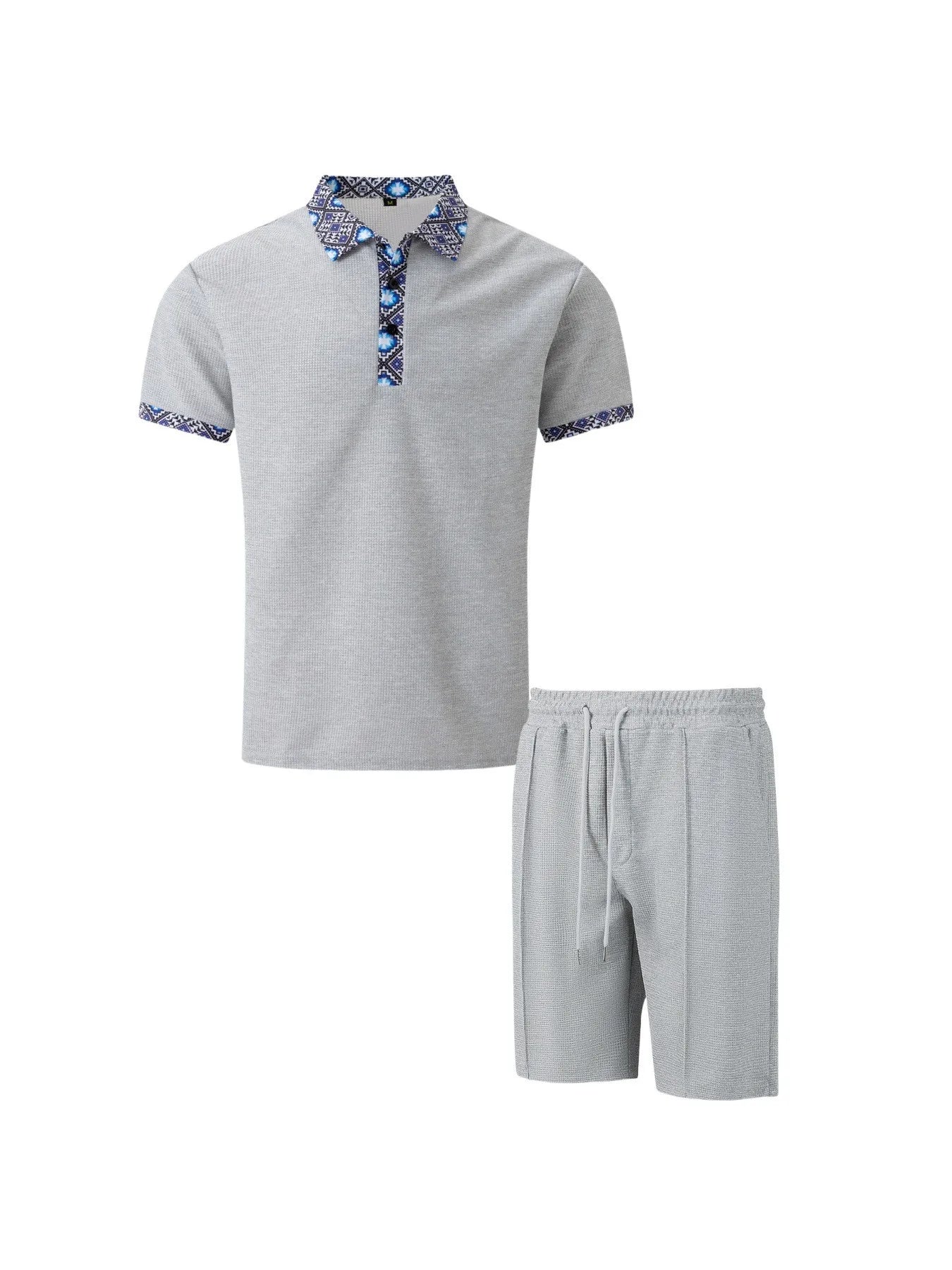 Men Sports Polo Suit Short Sleeve Stylish Zipper